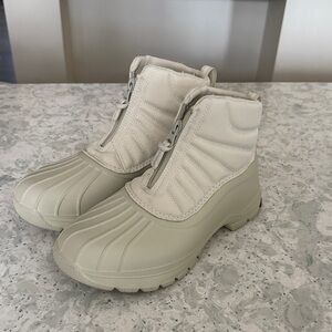 Beige Quilted Ankle Boots